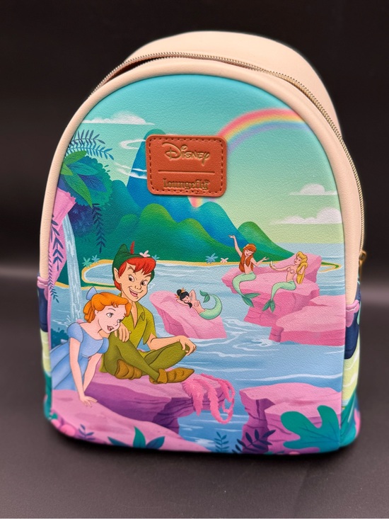 Disney Mini Backpack in Pink & Turquoise with Peter Pan Scene